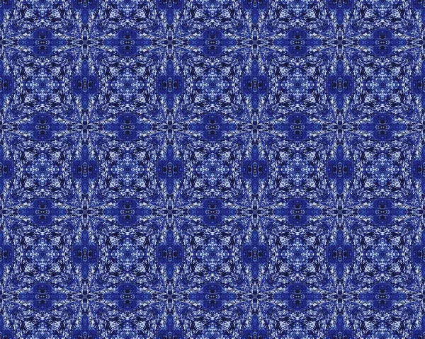 Blauwe Traditionele Rustieke Print Marokko Quatrefoil Bloem Indigo Floral Pattern — Stockfoto