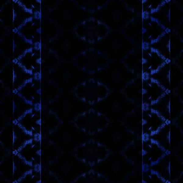 Niebieski Druk Plemienia Cygański Krawat Zig Zag Czarny Farbowany Akwarela — Zdjęcie stockowe