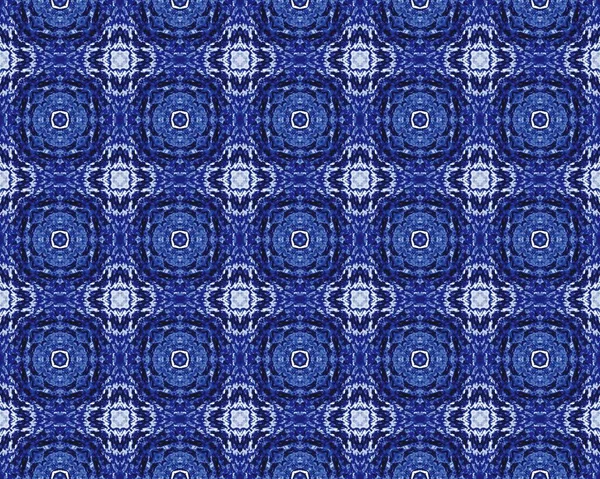 Pittura Etnica Portoghese Blu Astratto Piastrelle Geometriche Batik Blue Vintage — Foto Stock