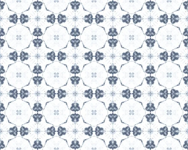 Pakistańska Farba Geometryczna Batik Marokański Wzór Ornamentu Niebieski Projekt Plemienny — Zdjęcie stockowe