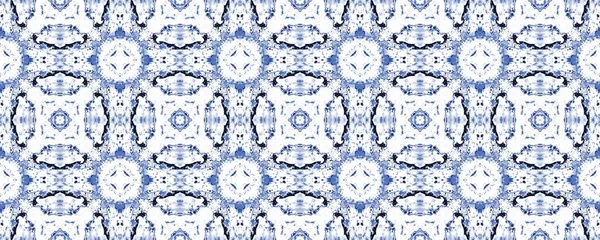 Blue Bohemian Endless Floor Blue Turkish Mosaic Sketch Tribal Geometric — Stock Photo, Image