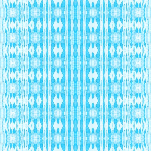 White Tribal Print Cyan Boho Stripe Cloud Batik Patrón Geométrico —  Fotos de Stock