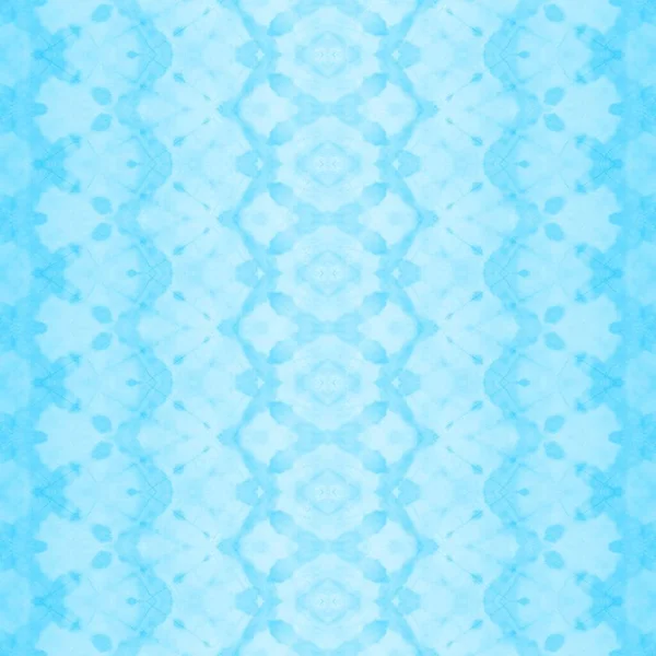 Zee Boho Aquarel Blauw Geometrisch Patroon Witte Geverfde Stropdas Wolk — Stockfoto