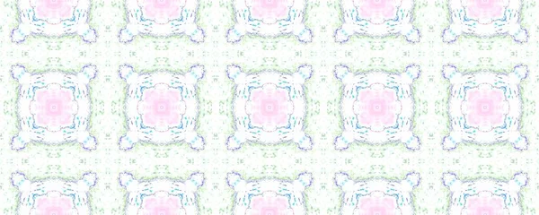 Lsdエスニックタイル Ornate Geometricフラワーペイント フローヴィンテージ素朴なテクスチャ 夏の花模様イカット 三角形の幾何学的花 水色の花の床 虹色幾何学的バティックBoho — ストック写真