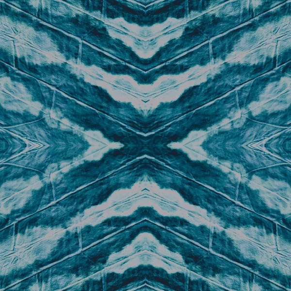 Azure Washed Tie Dye Cyan Seamless Pattern Black Rough Artistic — 图库照片