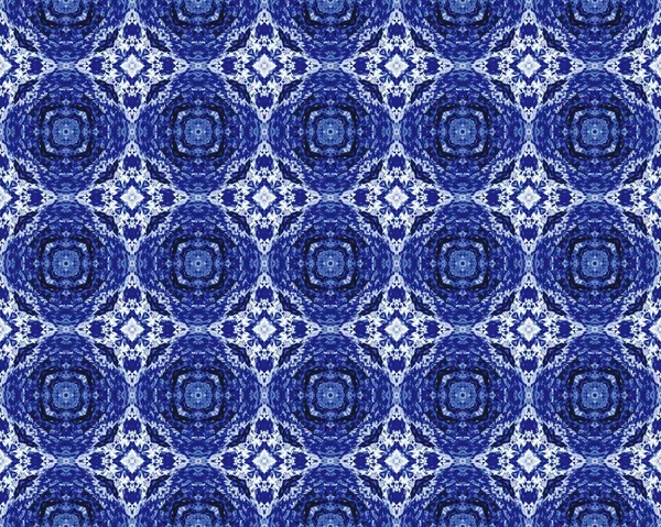 Tinta Mosaico Boêmio Azul Flor Étnica Vintage Azul Esboço Ornamento — Fotografia de Stock