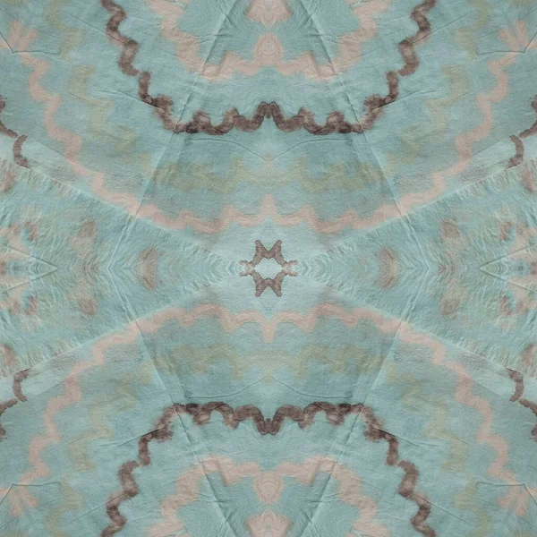 Sea Tie Dye Print Mint Geometric Motif Blue Messy Watercolor — Stock Photo, Image