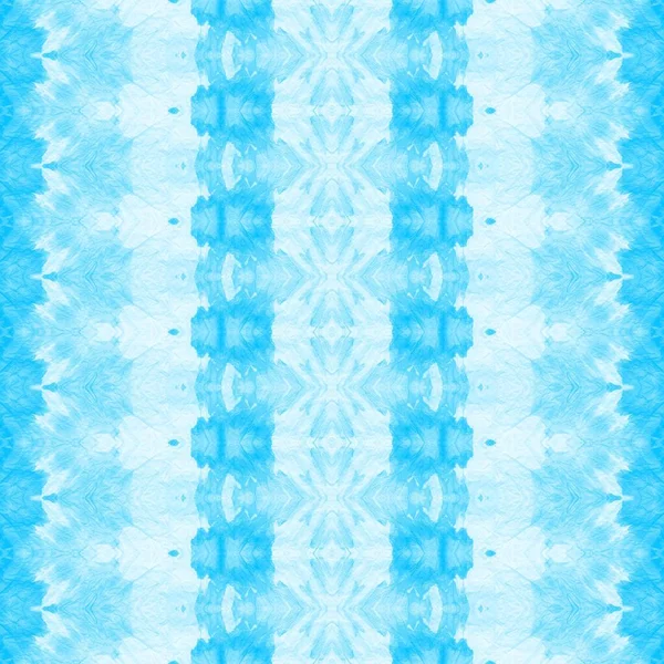 White Geometric Zig Zag Sky Dyed Batik Cyan Print White — Stock Photo, Image