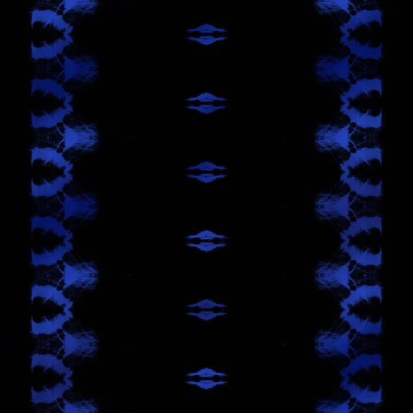 黒死病の略 ブラックボホー水彩 幾何学ストライプ 黒のシームレスな印刷 海軍の手織物 青い幾何学的ザグ ダークペイント ブルー ブラシ デニム — ストック写真