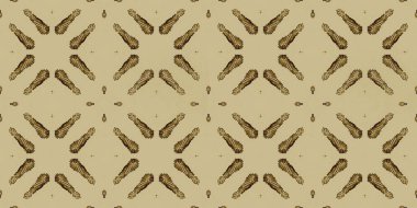 Lüks Geometrik Altın. Kahverengi, Arapça, kusursuz Batik. Altın çiçekli bej renkli Kova Mozaik X. Endonezya Tan Batik Yazısı. Osmanlı Geometrik Şablon Döşemesi. Fas Çiçeği Tekrarla.