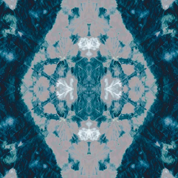 Blue Tie Dye Design Ice Geometric Tile Azure Smoke Artistic — Stock Photo, Image