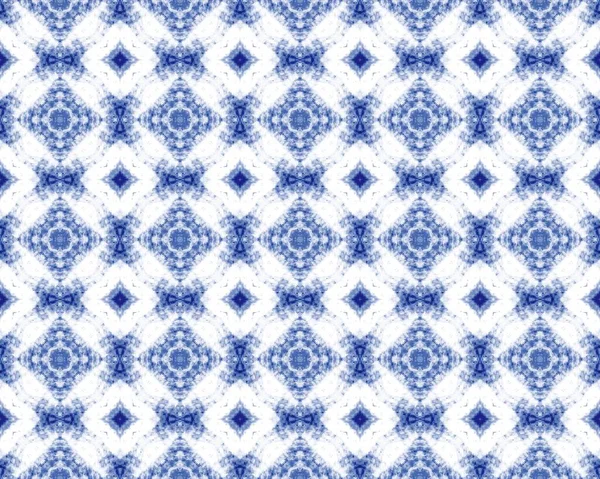 蓝色乌兹别克斯坦马赛克油漆 杰尼姆族模式楼层 蓝色摩洛哥花卉设计 葡萄牙几何Batik Ikat 阿拉伯几何图形花砖 华丽的无缝花 蓝色花卉印刷品 — 图库照片