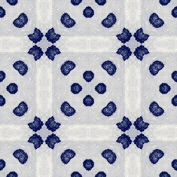 Japanese Blue Pattern Boho Ornate Geometric Flower Japan Endless Dye — Stock Photo, Image