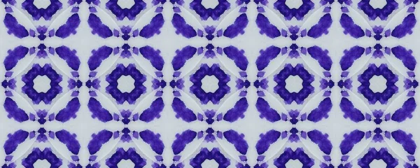 Oezbekistan Geometrische Batik Boho Indiase Siertextuur Aquarelle Mozaïek Kruis Blauw — Stockfoto
