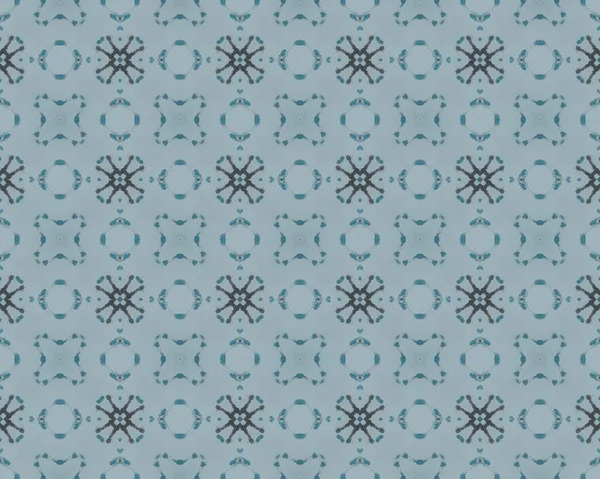 印度无缝制巴蒂克 蓝色巴蒂克族印刷品 白色传统马赛克地板 东方几何花楼 蓝色摩洛哥花图案 老式几何图形瓷砖 蓝花Ikat — 图库照片