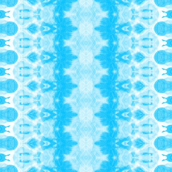 Cyan Boho Abstrakt Niebiański Batik Szczotka Geo Azure Niebieski Bezszwowy — Zdjęcie stockowe