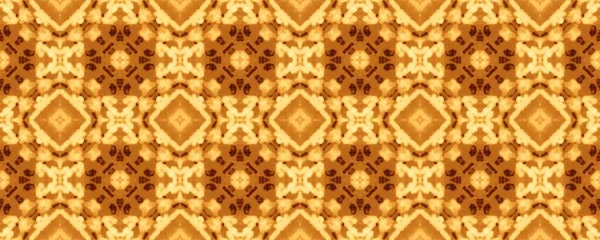 Batik Sans Fin Indien Jaune Modèle Géométrique Turc Ikat Sunny — Photo