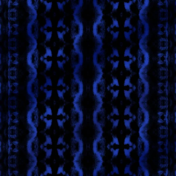 青のテクスチャブラシ ブラックボホー水彩 ブルー プリント ブラック ジオメトリザグ ブラック ダークペイント 海軍ボホーテクスチャ 幾何学的抽象 — ストック写真