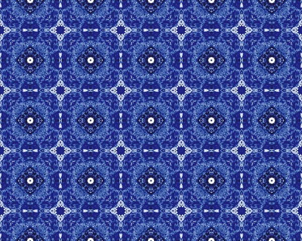 Blå Indonesisk Ändlös Färg Geometrisk Struktur Lissabon Blå Turkisk Blomskiss — Stockfoto