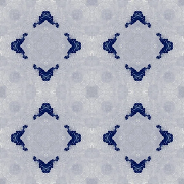 Abstract Blauwe Quatrefoil Boho Blauwe Naadloze Ornament Boheemse Rustieke Ikat — Stockfoto