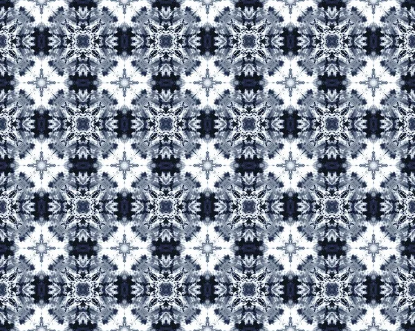 Fleur Géométrique Traditionnelle Bleu Ouzbékistan Floral Print Peinture Batik Géométrique — Photo