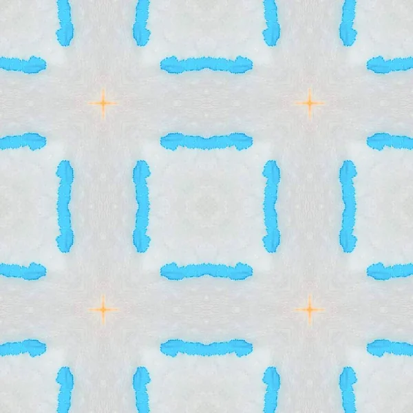 アラベスク幾何学的パターンBoho 幾何学的なデザインを好む パキスタンモザイククロス 青いオスマン帝国の無限の花 ウズベク幾何学的装飾印刷 灰色の民族バティックイカット 青い花の床 — ストック写真