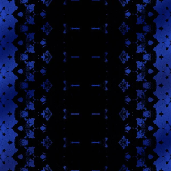 Černý Štětec Černá Abstraktní Malba Blue Tie Dye Zag Bohémská — Stock fotografie