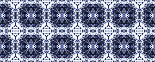 Blaues Aquarell Mosaik Boho Amerikanische Geometrische Muster Boho Denim Ethnic — Stockfoto