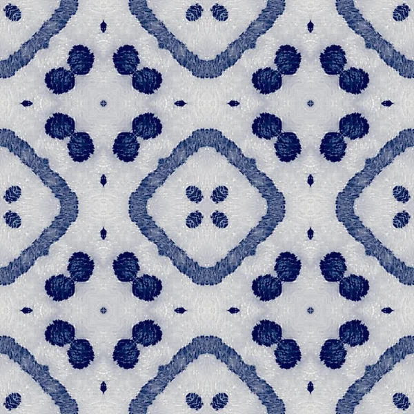 Абстрактний Синій Квітковий Ікат Японія Геометрична Повторення Марокканські Флоральні Зірки — стокове фото