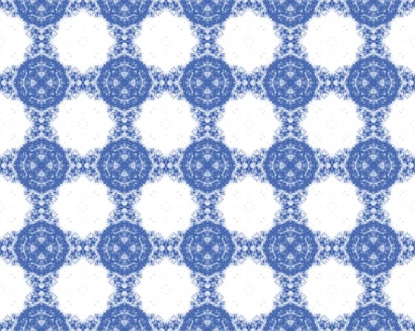 ブルーパキスタンエンドレスインク 海軍の花バティックタイル アクエラレ幾何学模様プリント 青いトルコのロシアのパターン トライバル幾何学的花イカット モロッコの装飾画 エスニック — ストック写真