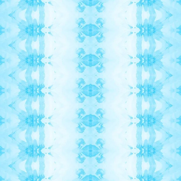 Blauwe Stamboom Batik Cloud Geverfd Abstract Witte Boho Zig Zag — Stockfoto