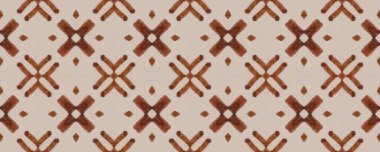 Aquarelle Geometrik Çiçek Döşemesi. Hint Geometrik Tasarımı. Kahverengi Doğu Mozaik Motifi. Türk Çiçek Süsü. Kahverengi Çiçek Süslemesi Ikat. Geometrik Batik fayanslarını süsleyin. Kahverengi Etnik Yazdırma
