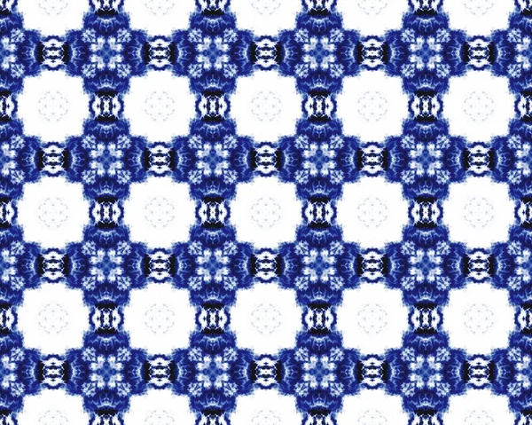 Blå Marockansk Rustik Bläck Orientaliskt Geometriskt Mönster Ikat Blå Spanskt — Stockfoto