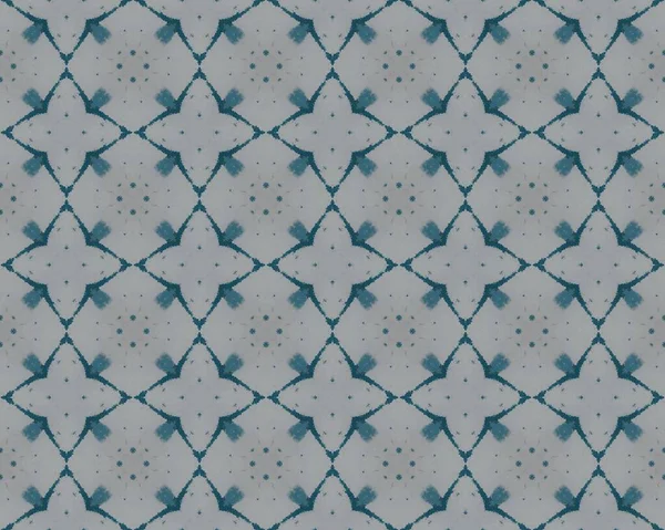 ブルーフローラルプリント トルコのクアトレフォイル バティック ボヘミアン幾何学的な花イカット 青いスペインモザイク模様 モロッコ Geometric Batik Boho ブルーウズベキスタン民族モチーフ — ストック写真