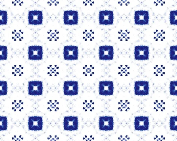 Blauwe Abstracte Rustieke Inkt Spaanse Geometrische Batik Boho Blauwe Lissabon — Stockfoto
