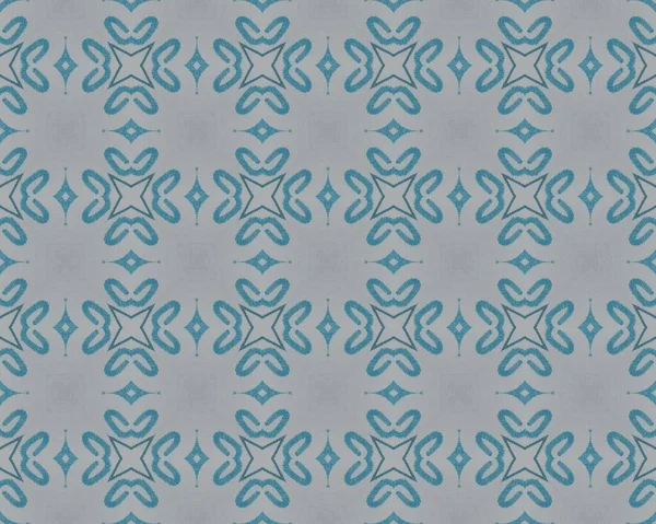 Ισπανικό Γεωμετρικό Batik Print Φυλετικός Γεωμετρικός Σχεδιασμός Μπλε Vintage Εθνικό — Φωτογραφία Αρχείου
