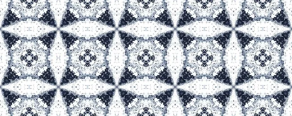 Blauwe Etnische Ikat Aquarel Geometrische Batik Inkt Turkse Quatrefoil Ontwerp — Stockfoto