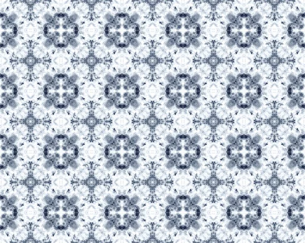 アラビア幾何学模様のインク 白い花の床 水彩幾何学的バティックプリント 青いトルコのエンドレスバティック 青の抽象 Rustic Motif モロッコシームレスなドローイング エスニック ペイント — ストック写真