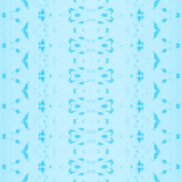 White Geometric Pattern Cyan Dyed Batik Blue Seamless Brush White — Stockfoto