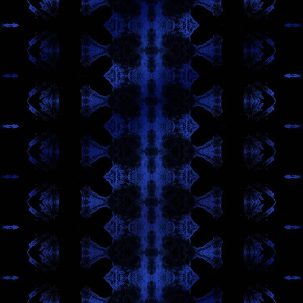 Γεωμετρικά Υφάσματα Zig Zag Μπλε Γκο Στράιπ Μαύρο Boho Υδατογραφία — Φωτογραφία Αρχείου
