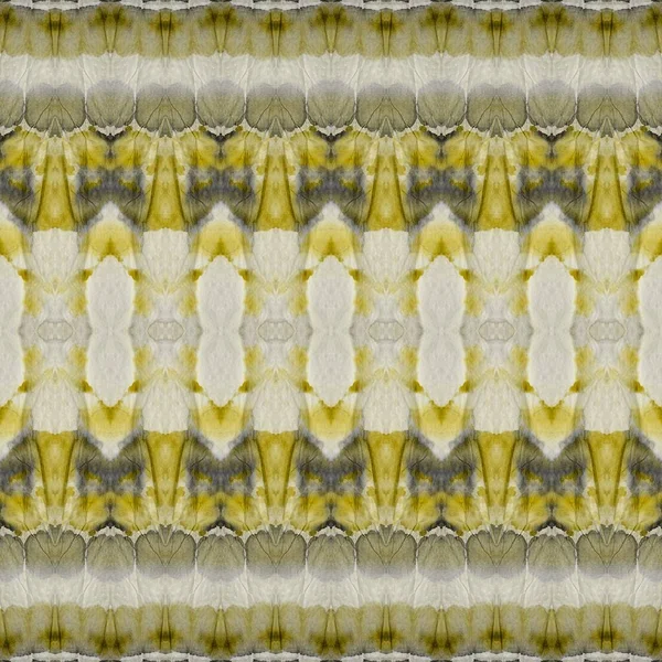 ゴールデン染めZigzagイエロー部族ブラシ 白染めのバティック 黄色のアブストラクトプリント 灰色のボヘミアンストライプ ゴールドハンドジグザグ 灰色のボヘミアン グレー ボホの略 オレンジ バティック — ストック写真