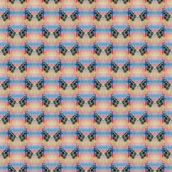 Geometric Geo Pattern Hand Repeat Watercolour Colored Lattice Stripe Feather — Fotografia de Stock
