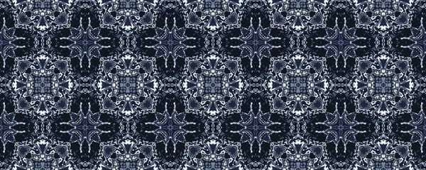 Blue Floral Print Blue Tribal Rustic Flower Orientální Geometrický Vzor — Stock fotografie