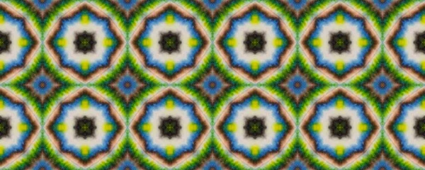 ポルトガル幾何学模様タイル インドのシームレスな花 東洋のロシアの星 黄色のオスマン帝国の民族デザイン 緑の花バティックイカット モロッコ夏の花ボホ 白民族の床 — ストック写真