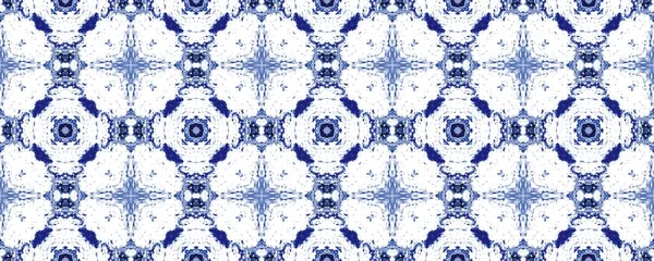 Blue American Ethnic Boho Spanish Geometric Batik Floor Tribal Seamless — Stock Photo, Image