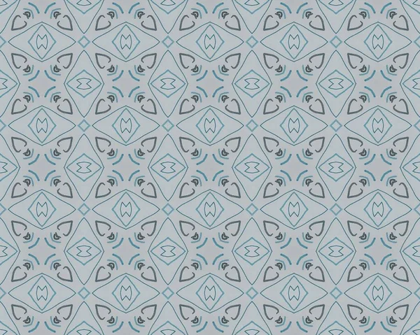 Plemienny Wzór Geometryczny Lizbońska Ornament Texture Niebieska Płytka Etniczna Szary — Zdjęcie stockowe