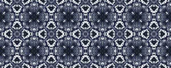 Blå Spanska Etniska Mönster Pakistans Geometriska Blomfärg Utsmyckad Geometrisk Batik — Stockfoto