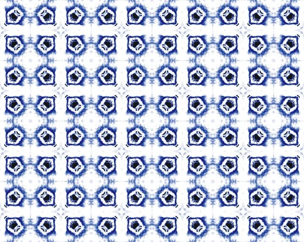 Blauwe Boheemse Eindeloze Kleurstof Geometrische Bloem Tegel Indian Seamless Drawing — Stockfoto