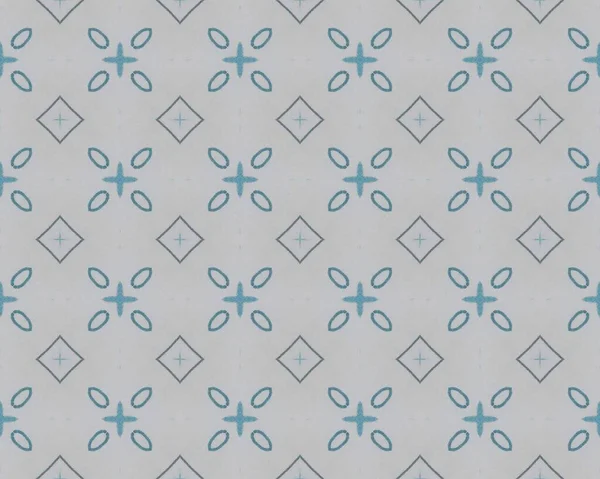Blue Vintage Mosaic Pattern Arabic Geometric Flower Print Traditional Geometric — 图库照片