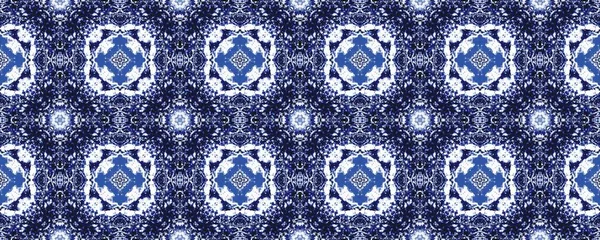 Blue Indonesian Ethnic Boho Morocco Geometric Flower Ink Blue Vintage — Stock Photo, Image